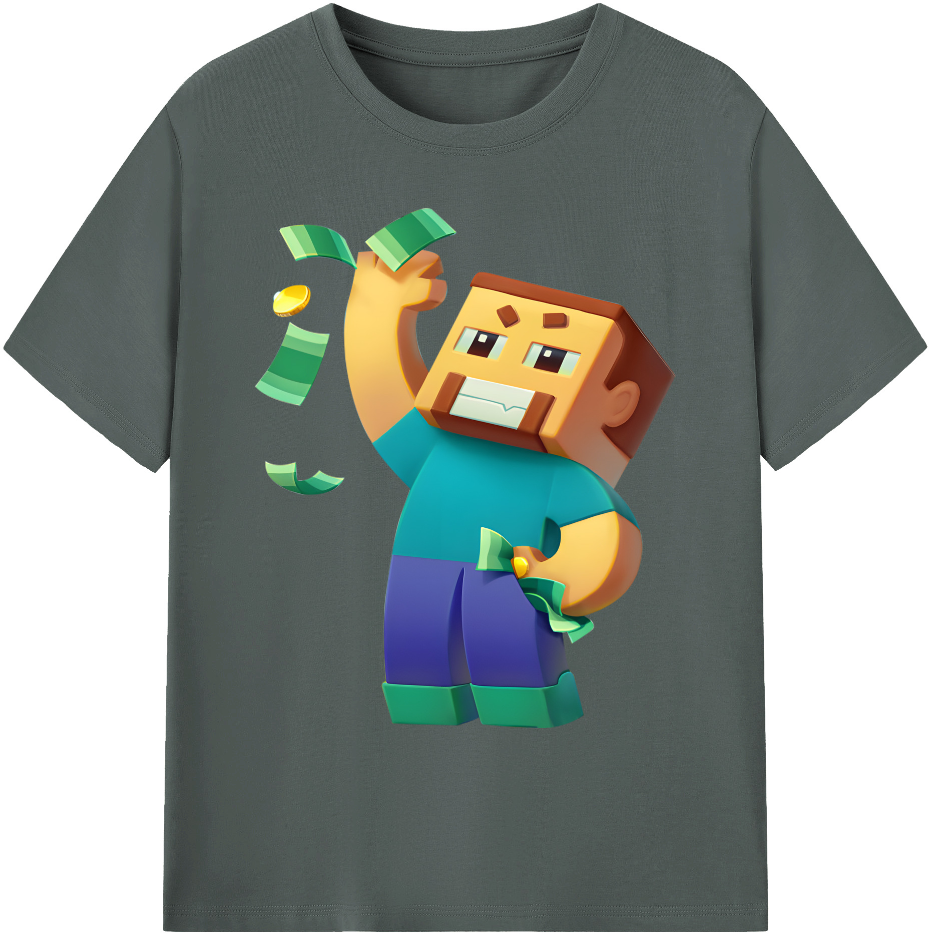 （画像用） マインクラフト ブロックの世界 Minecraft MC Block world 綿100％ メンズ半袖Tシャツ｜肌触りやわらか＆通気性